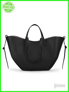 Faux Leather Tote Bag Work Shoulder Handbag Magnetic Closure